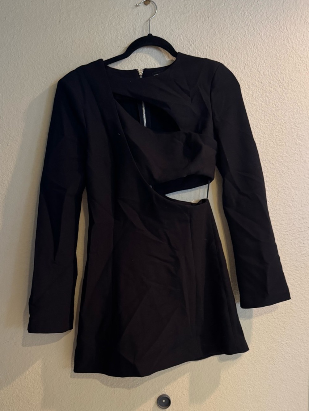 Zara Black Long-Sleeve Cutout Mini Dress